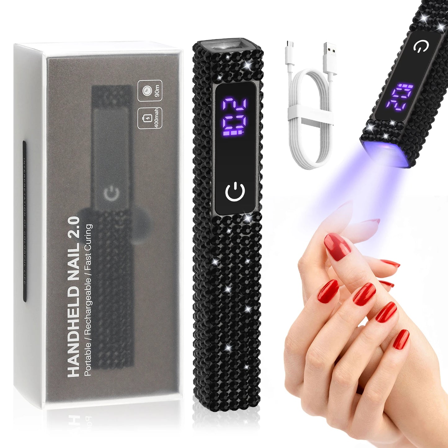 SAYSALLY Mini UV LED Nail Lamp With Diamonds Portable Dryer