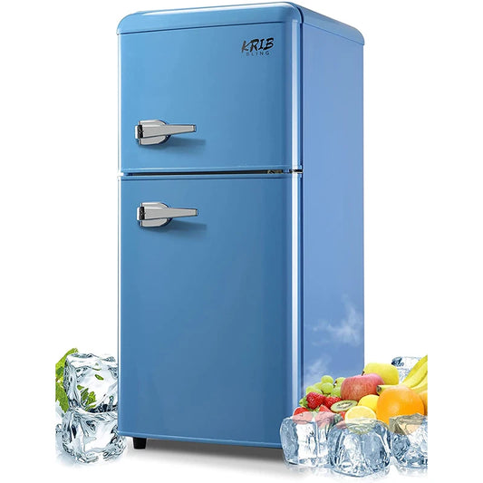 Krib Bling Double Door Compact Refrigerator With Freezer