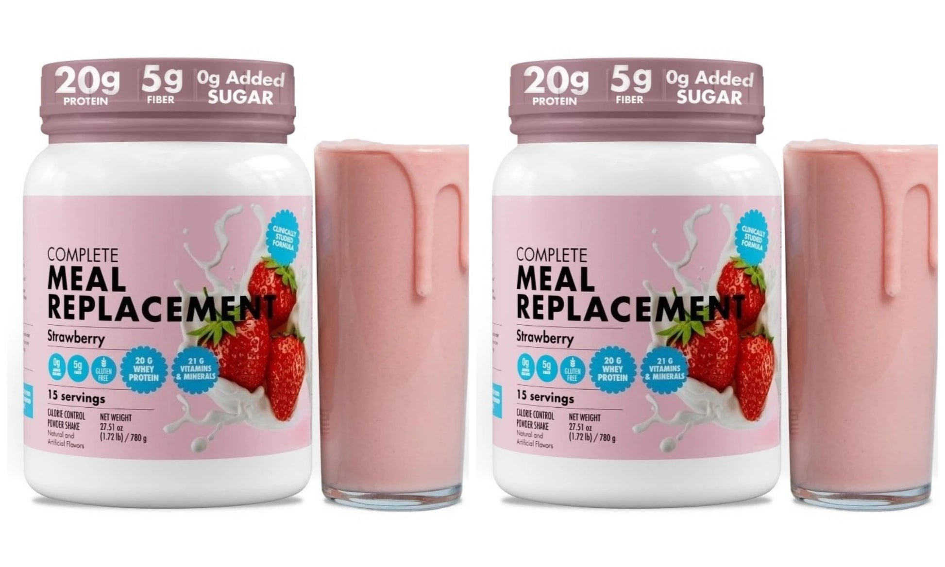 Meal Replacement Milkshake 20G Protein 5G Fiber 21 Vitamins Nutrients Minerals Strawberry Flavor 780g by S And B Enterprise