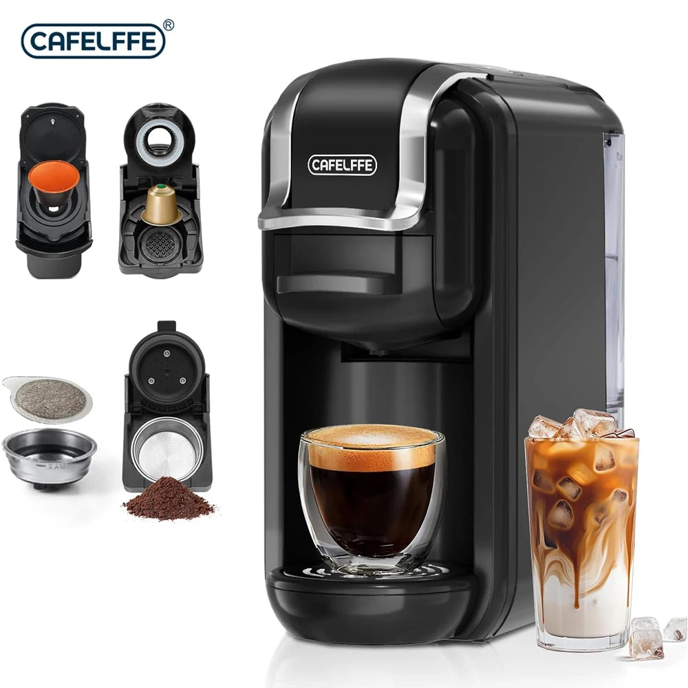 CAFELFFE MK-603 Capsule Coffee Machine with 4 Adapters, 19Bar Hot Cold Brew Espresso Maker For NES/DG/ESE and Coffee Grounds by S And B Enterprise