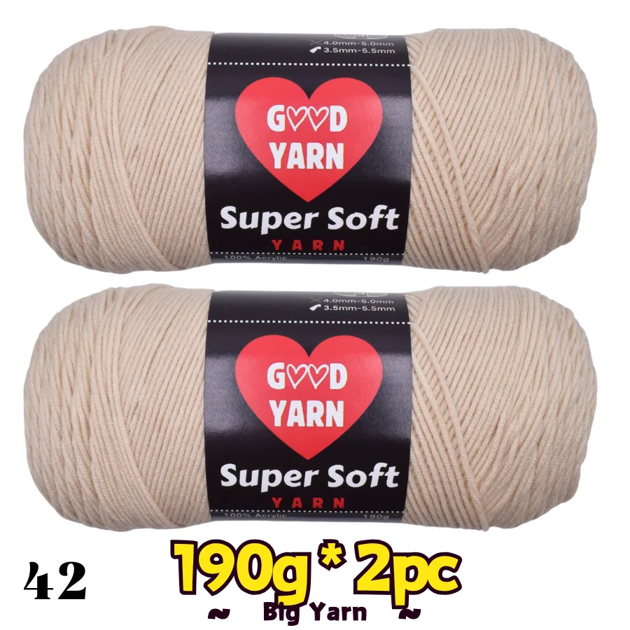 Good Yarn Super Soft velvet yarn, two beige balls for winter hats scarves blankets