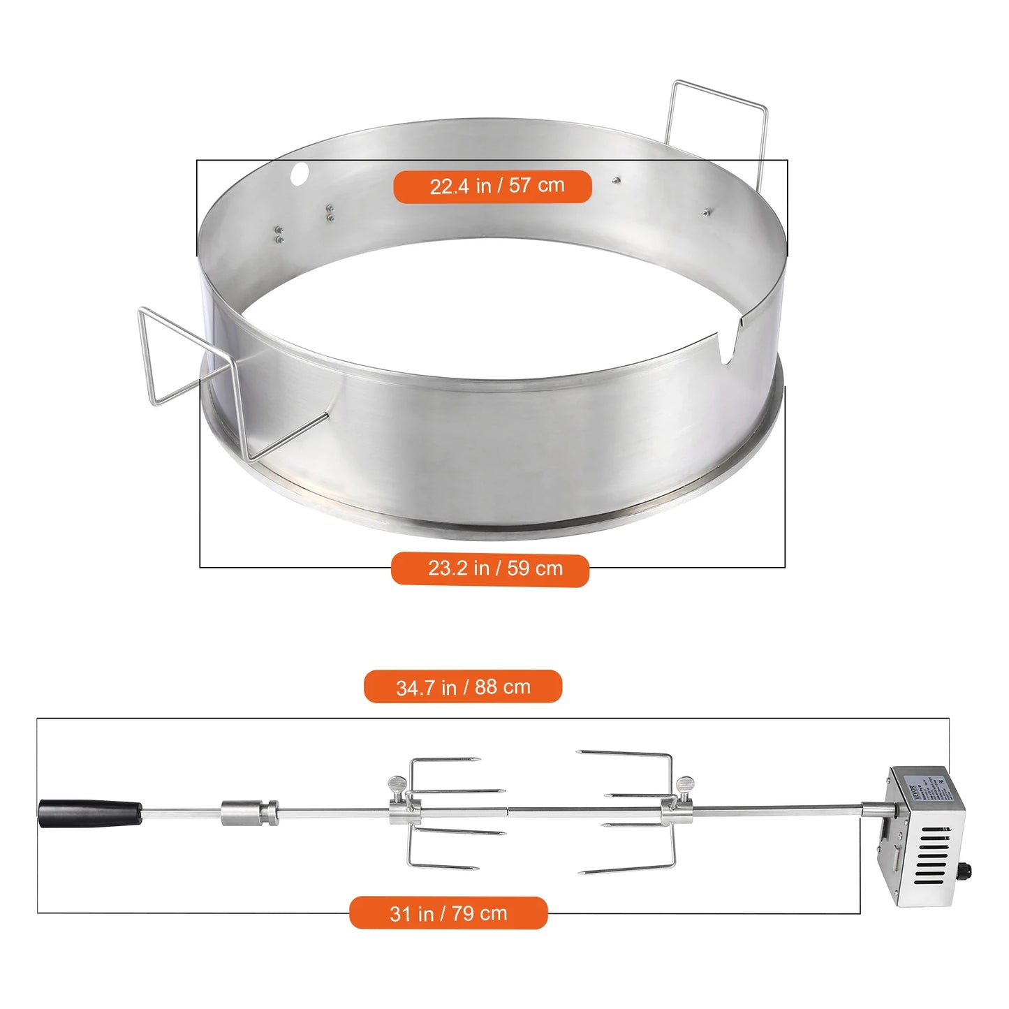 SucceBuy 39-56inch Universal Grill Rotisserie Kit for Grills Electric BBQ Grill w/Motor Stainless Steel Automatic Grilling Kit by S And B Enterprise