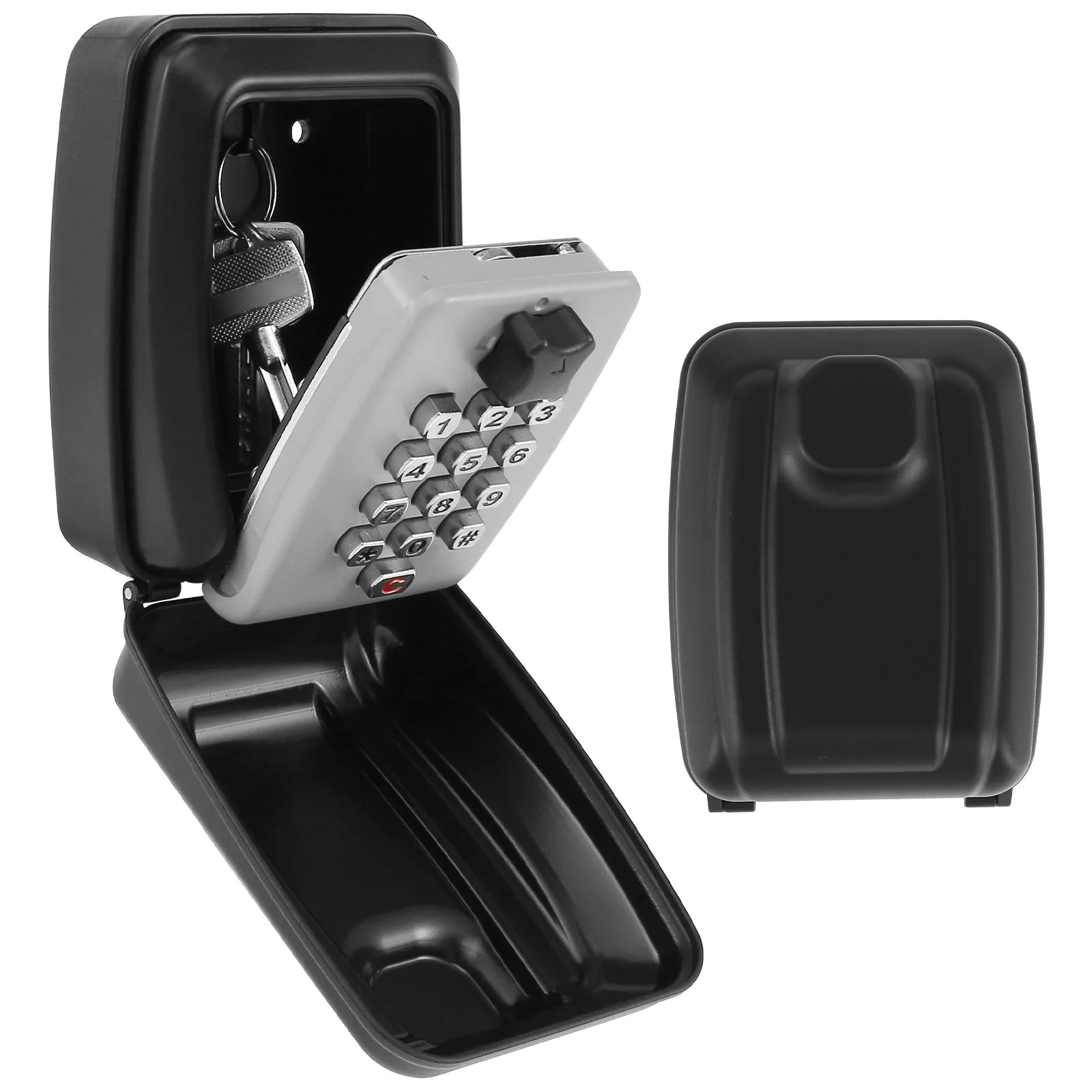 Key lock box wall-mount safe with numeric keypad, black weatherproof organizer by S And B Enterprise
