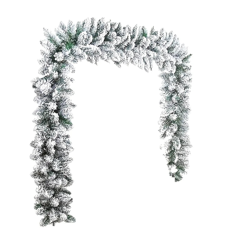 Snowy Christmas Garland, white snow-flocked artificial pine garland, 9ft, 1pc