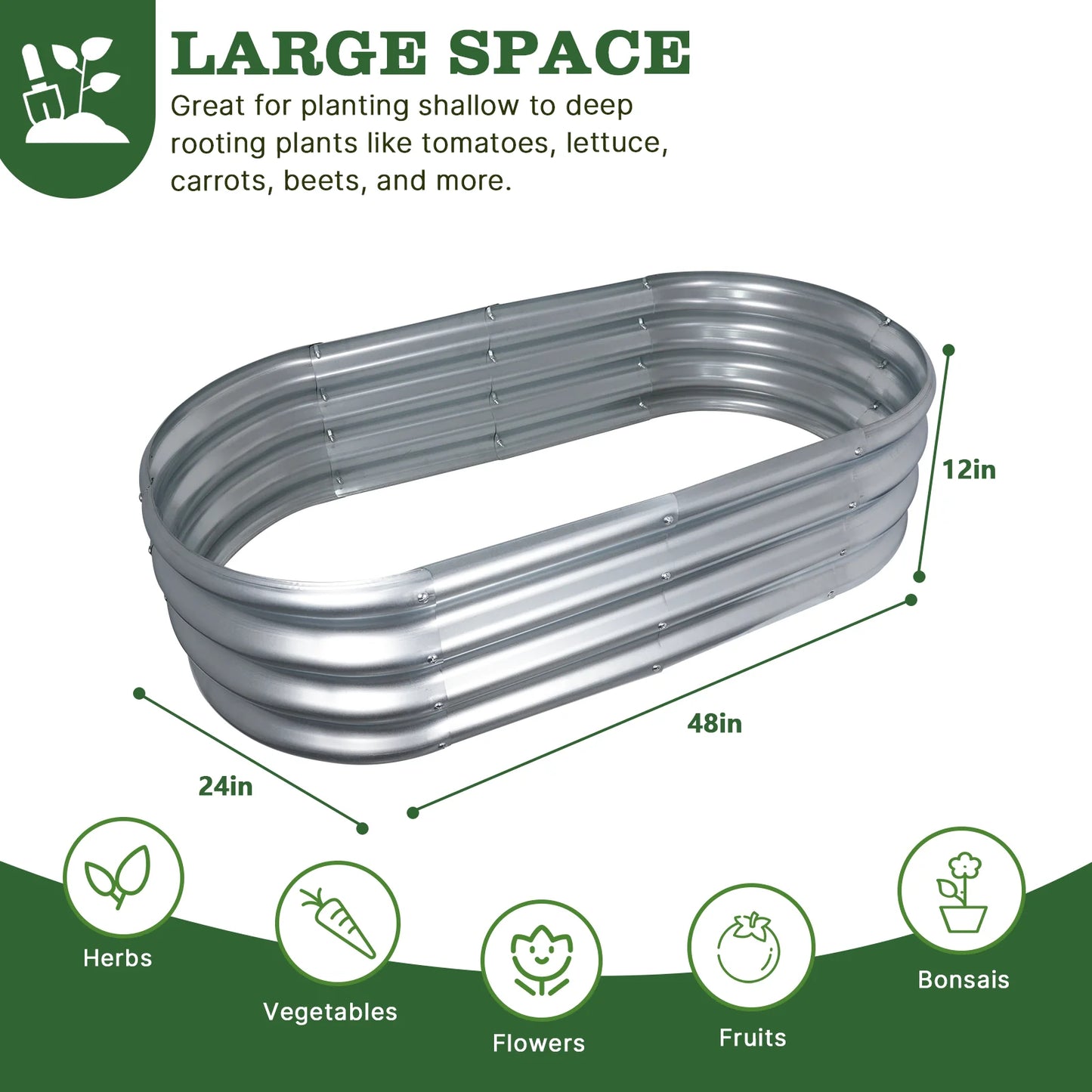 Tramull 4 Pack Raised Garden Bed Kit Galvanized Metal Planters