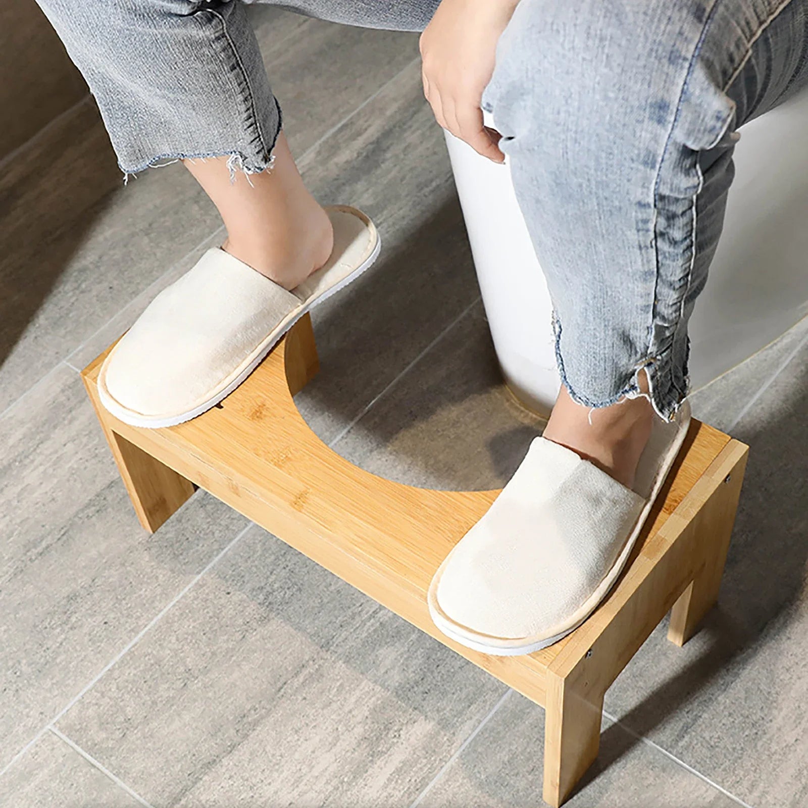 Adjustable Toilet Squatty Step Stool Bamboo Wood Bathroom Potty Aid Piles Relief 7-9 Inches by S And B Enterprise