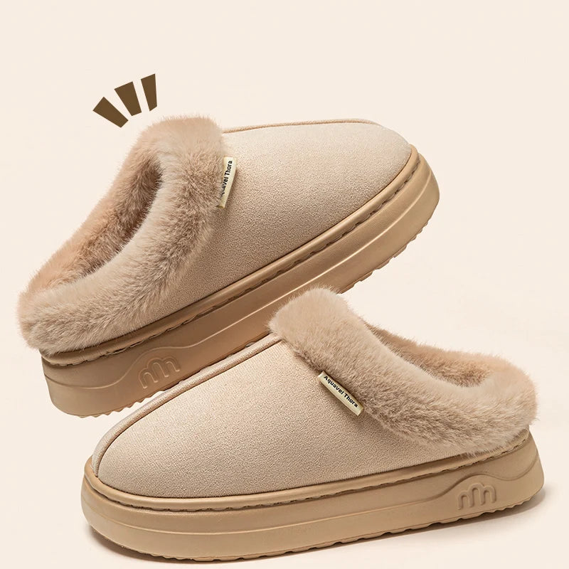 Winter Mens Fur Lined Slippers Non Slip Indoor Outdoor Shoes