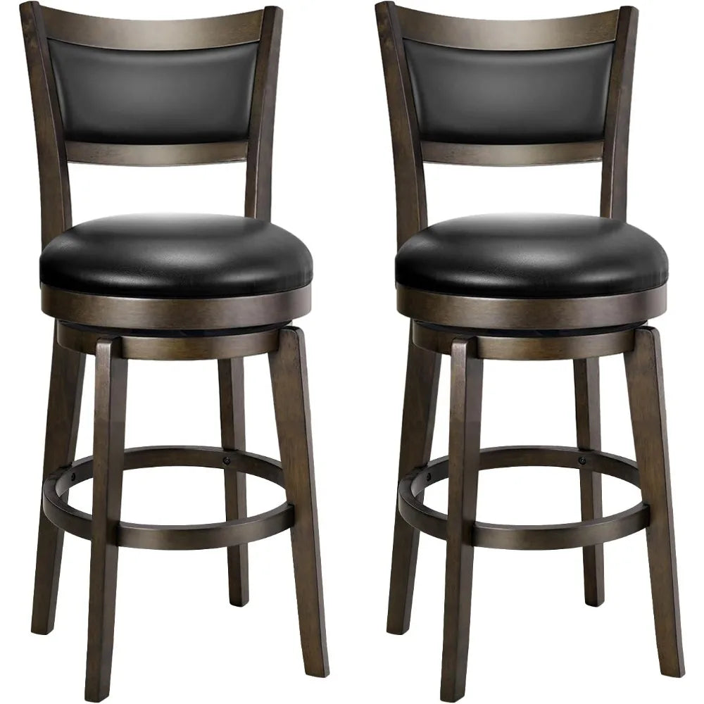 Swivel Bar Stools Set Of 2 With Ergonomic High Back