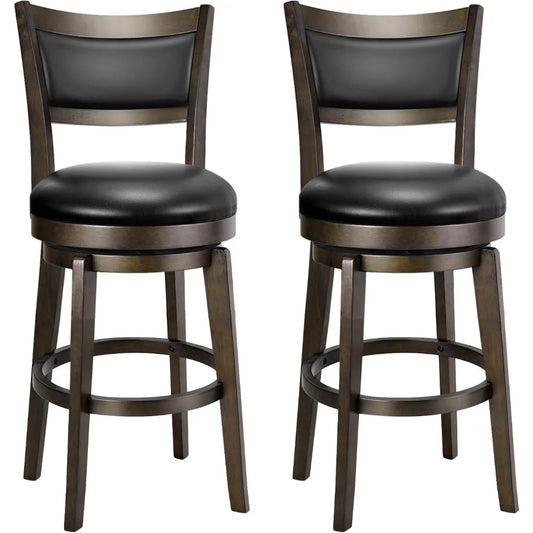 Swivel Bar Stools Set Of 2 With Ergonomic High Back