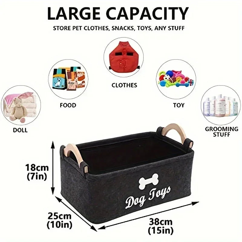 Felt Dog Toy Box Organizer For Home Storage Basket by S And B Enterprise