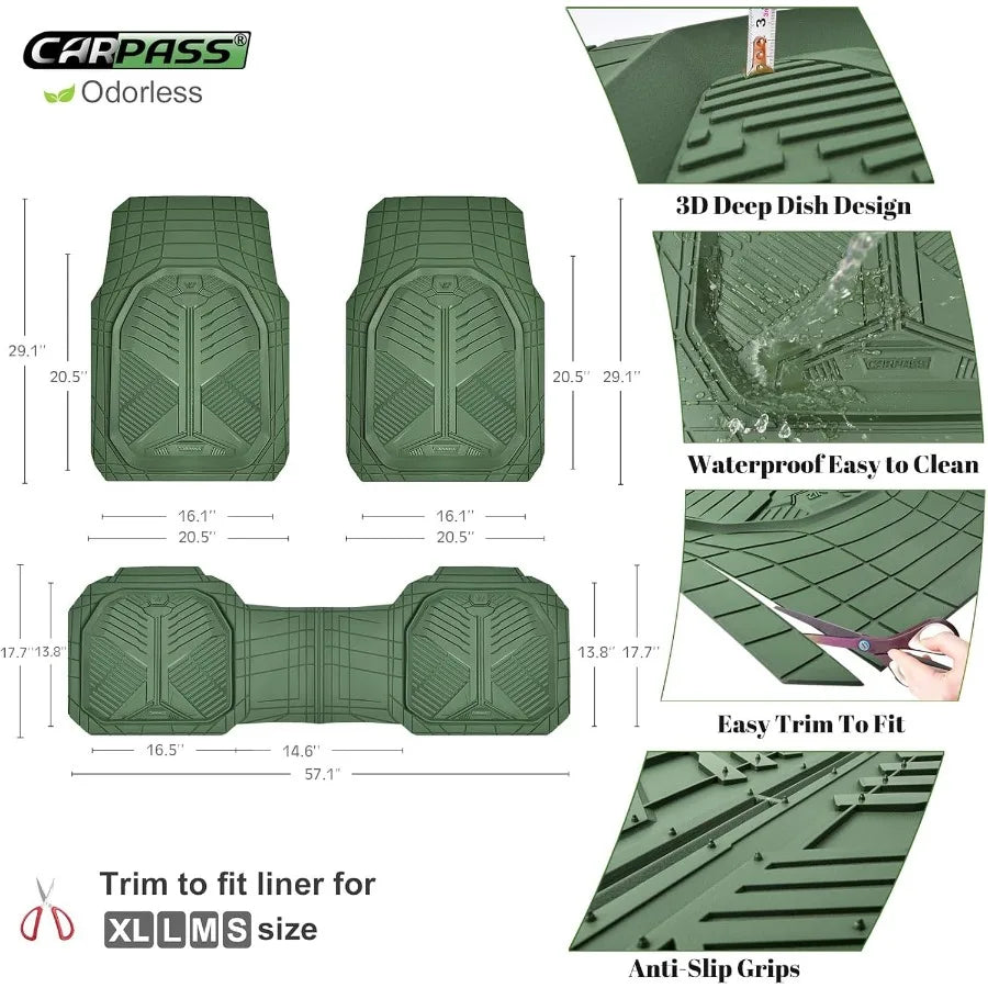 Heavy Duty Rubber Car Floor Mats All Weather