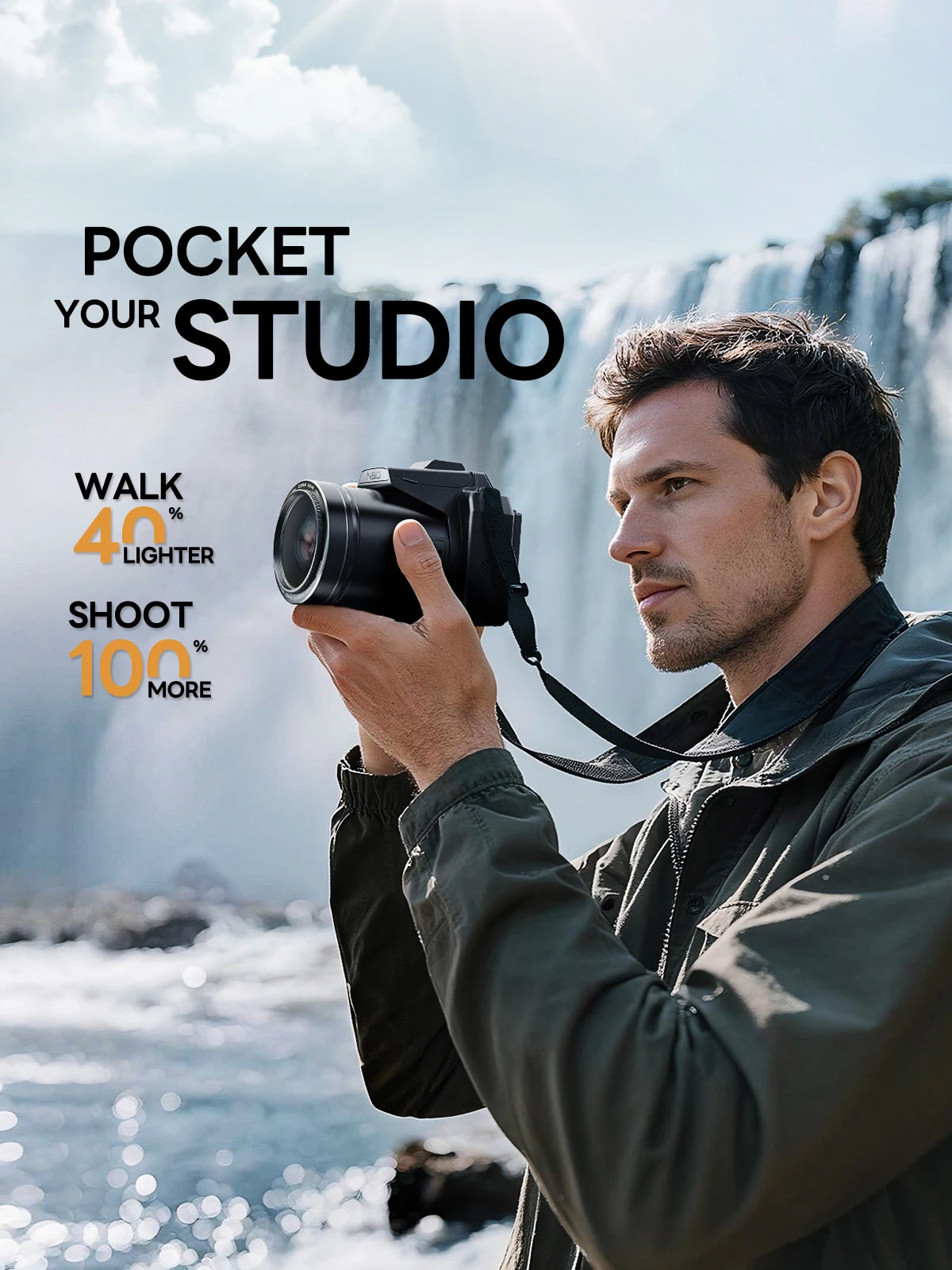 NBD S205E 64MP Professional Digital Camera for Photography 5K Vlogging Camera with 3’’ Flip Screen 16X Digital Zoom 32GB TF Card