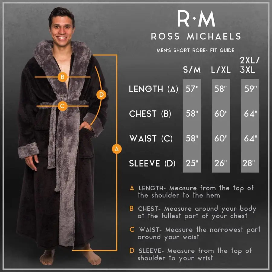 Luxurious Hooded Plush Fleece Bath Robe With Pockets For Men