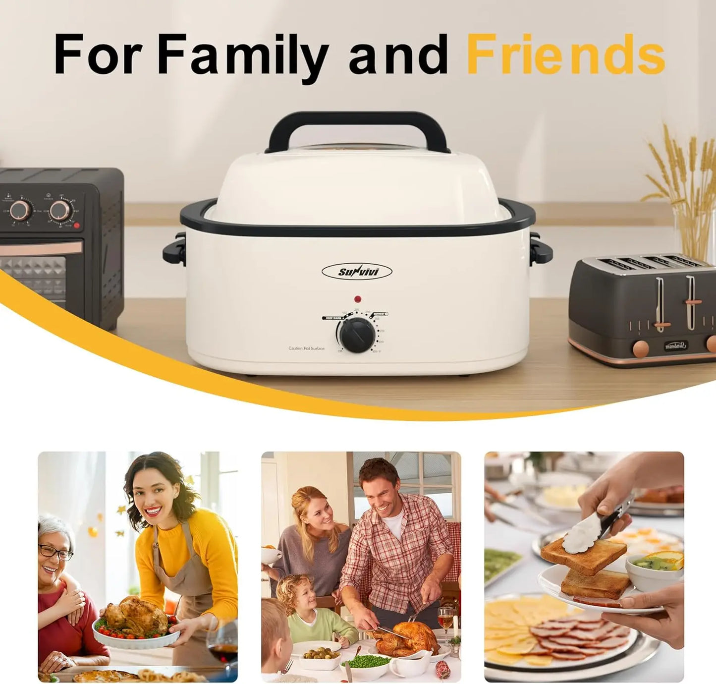 XMSJ Electric Roaster Oven With Viewing Lid Cool Touch Exterior by S And B Enterprise