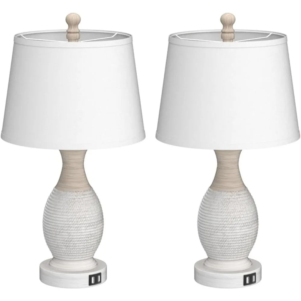 Set of 2 S And B Enterprise touch table lamps with white fabric shades