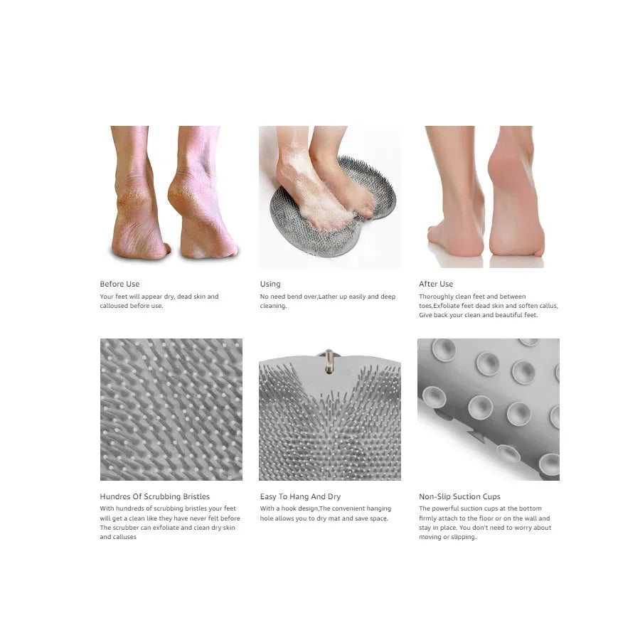 Shower Exfoliating Foot Scrubber Mat With Wall Mounted Suction Cups by S And B Enterprise