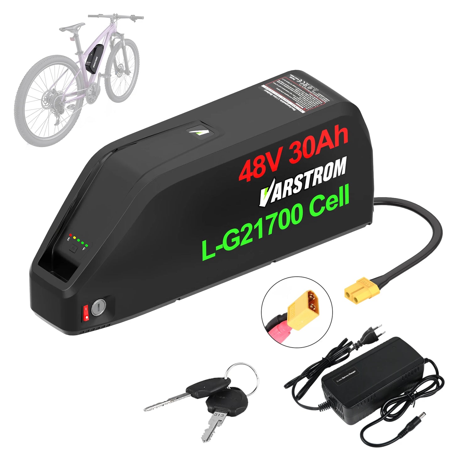 US Direct Hailong Battery Pack 48V 40A BMS Downtube 21700