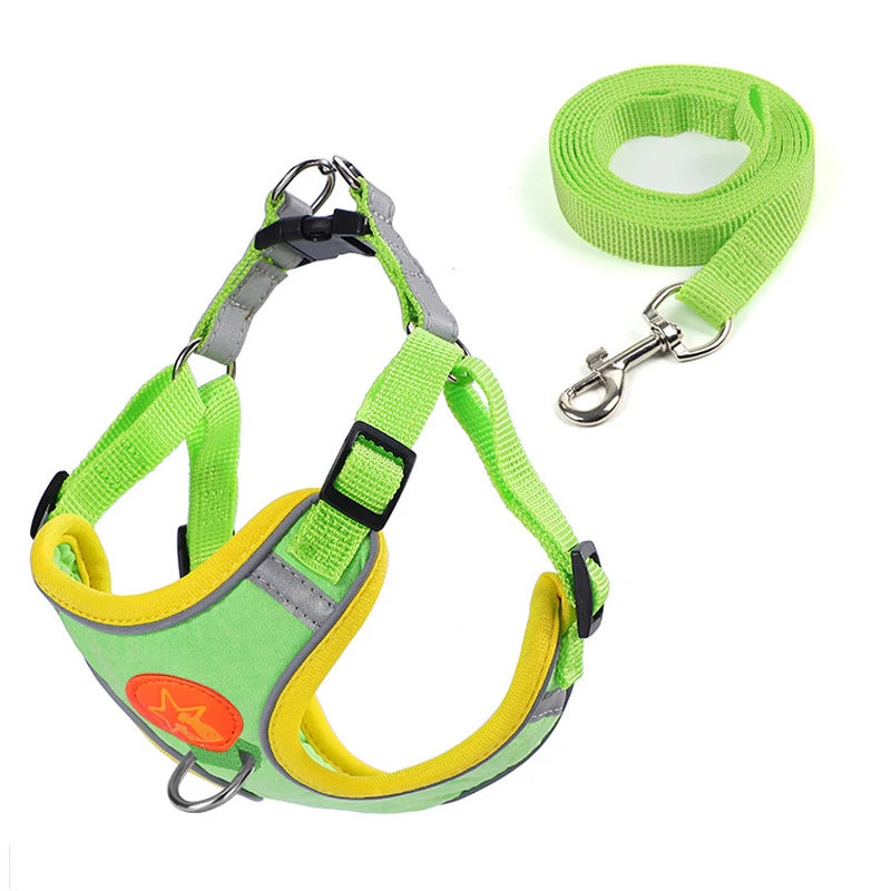 Small Medium Dogs Harness Vest Walking Traction Rope Reflective Straps, Soft Mesh Harness Breathable Pet Supplies by S And B Enterprise