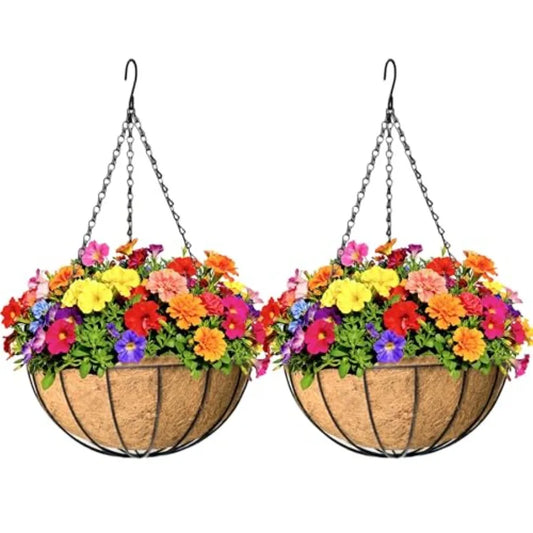 2 Pack Hanging Baskets Planter Outdoor Wire Plant Holders