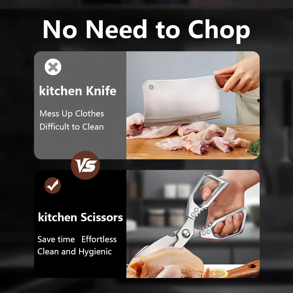 Stainless Steel Kitchen Shears Multifunctional Cutting Scissors
