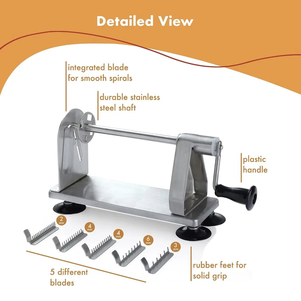 Stainless Steel Vegetable Spiralizer With 5 Blades Zucchini Noodle Maker by S And B Enterprise