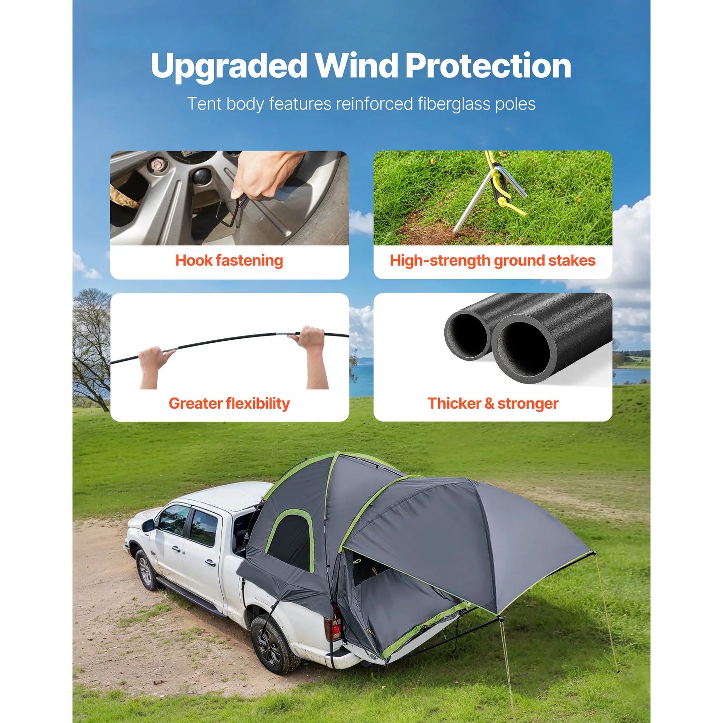 SucceBuy Pickup Truck Tent For Camping Waterproof PU2000 Expandable Awning