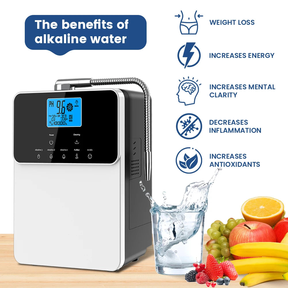 CAWOLO 11-Plate Platinum-Coated Alkaline Water Ionizer by S And B Enterprise for home use; countertop digital display