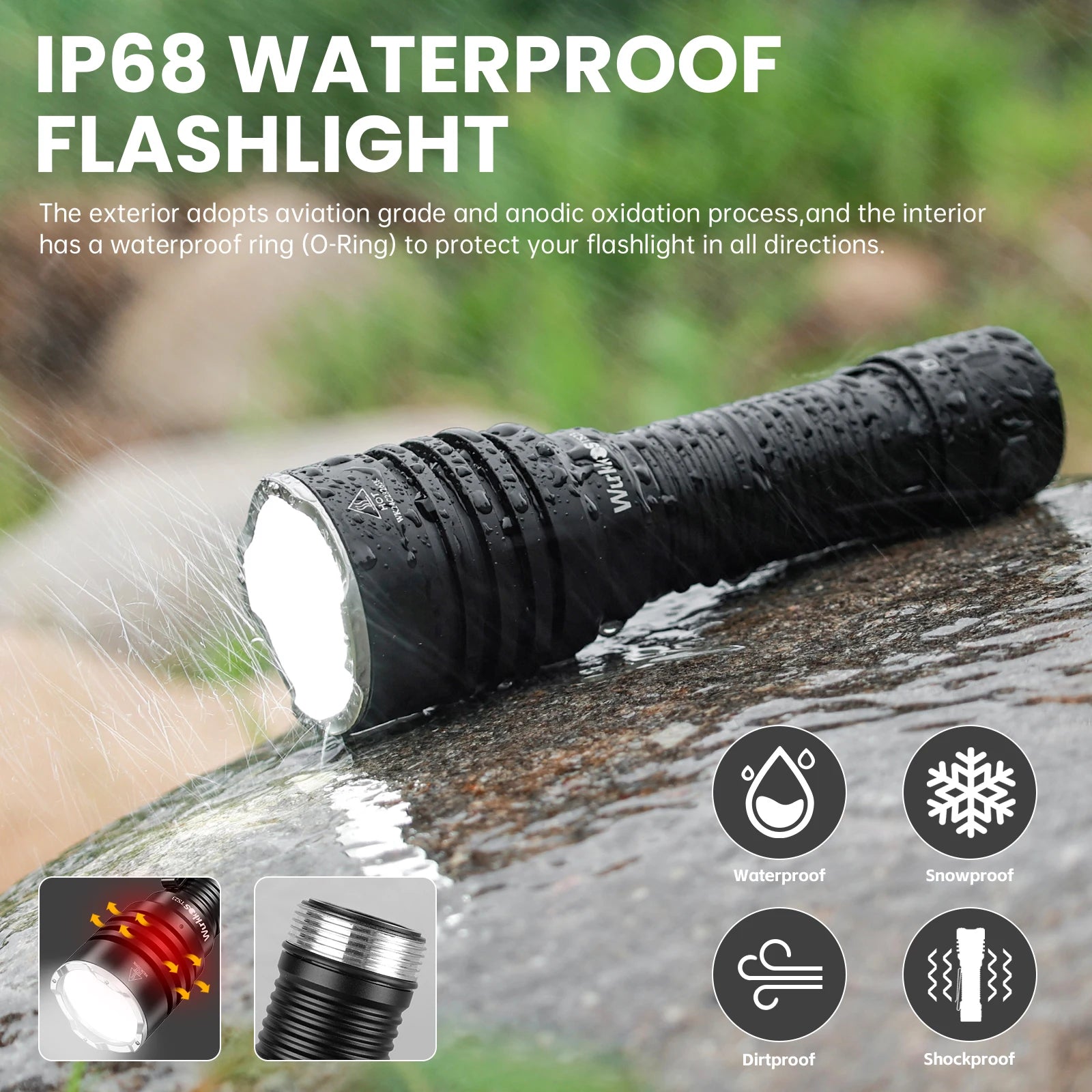 Wurkkos TS23 5000LM LED Flashlight XHP70 HI and 21700 Battery by S And B Enterprise