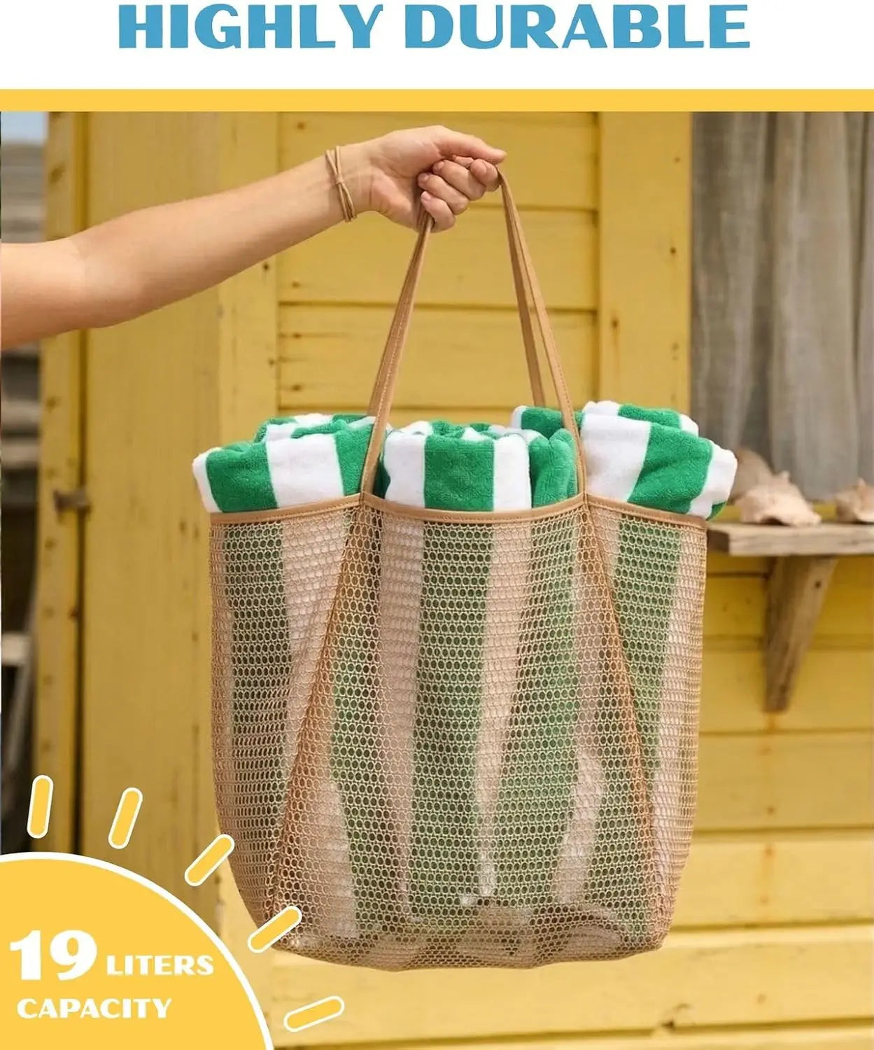 Waterproof Mesh Beach Tote Bag For Women Sandproof Travel Tote