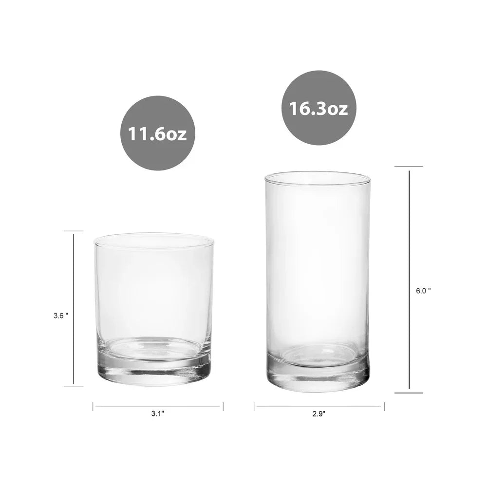 NONEDrinkware 12 Piece Clear Drinkware Set Tennyson Glasses