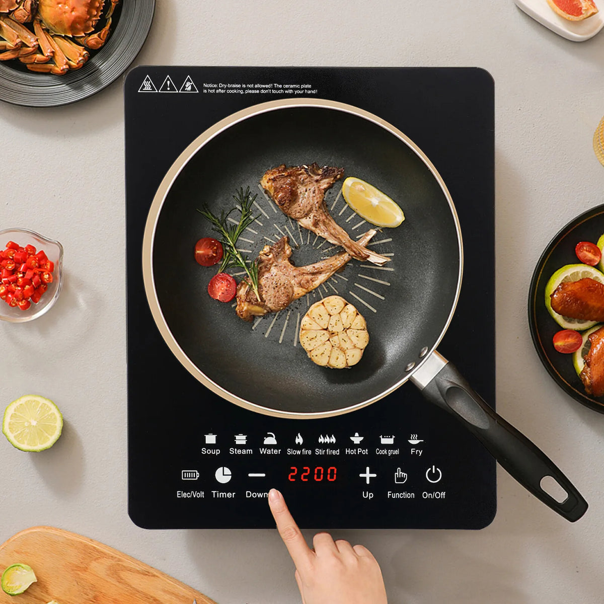 Induction cooktop by S And B Enterprise, 110V 750W, black glass with touch controls