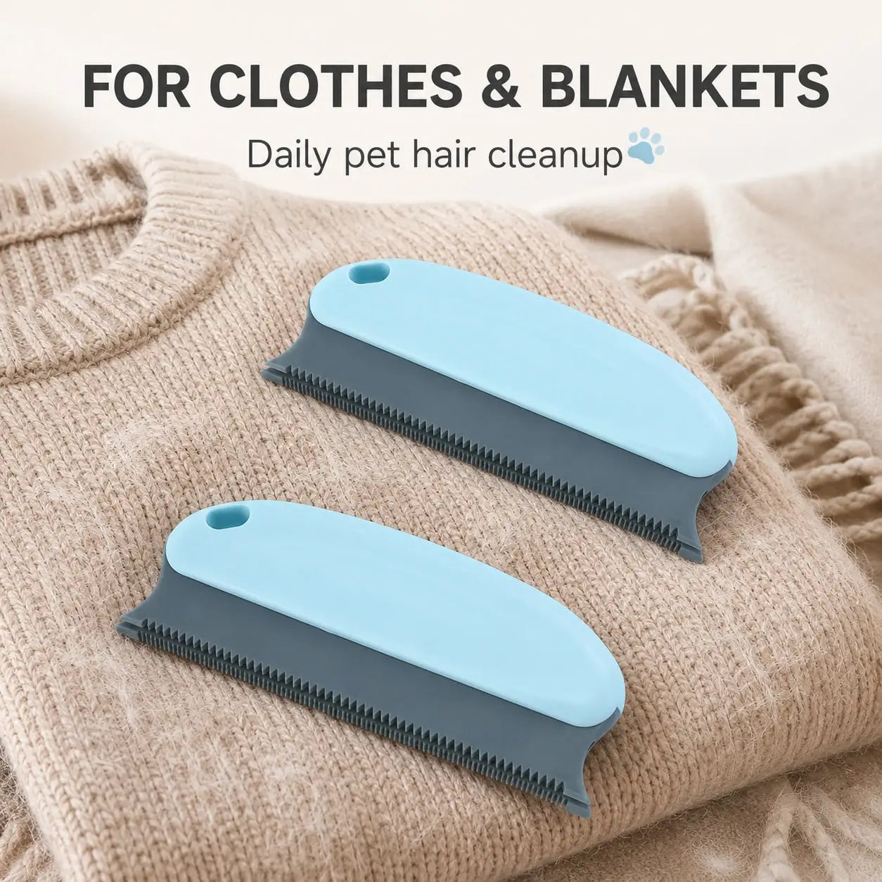2pc blue-gray Pet Hair Remover Brush with Handle by S And B Enterprise for clothes, furniture and cars
