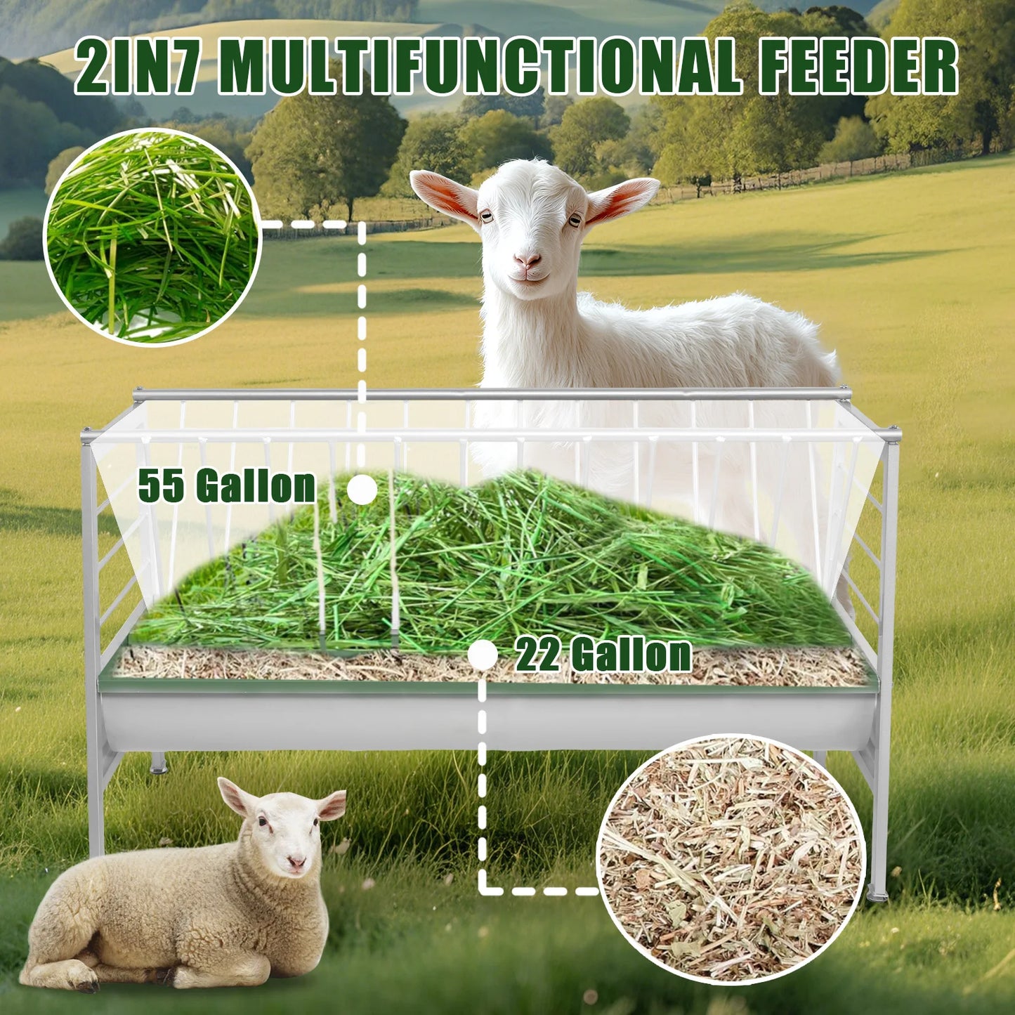 Goat Hay Feeder Heavy Duty Metal Trough For Livestock