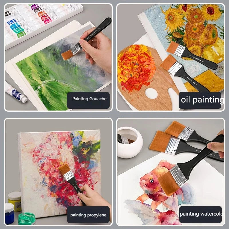 Borrence Memory Nylon Paint Brush Set For Acrylic Oil Watercolor