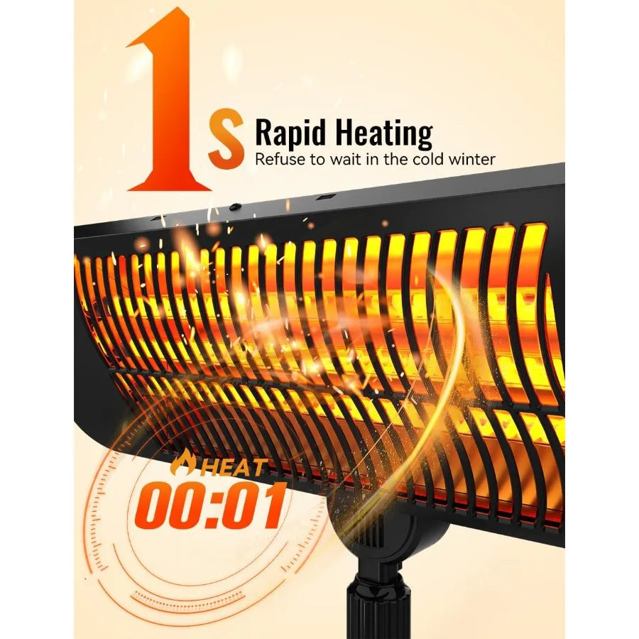 Outdoor Heaters for Patio 12H Timerand3 Heat Level IP54 Waterproof Electric Heater 1500W Infrared Heating Covers 300Sq.ft Tip-O