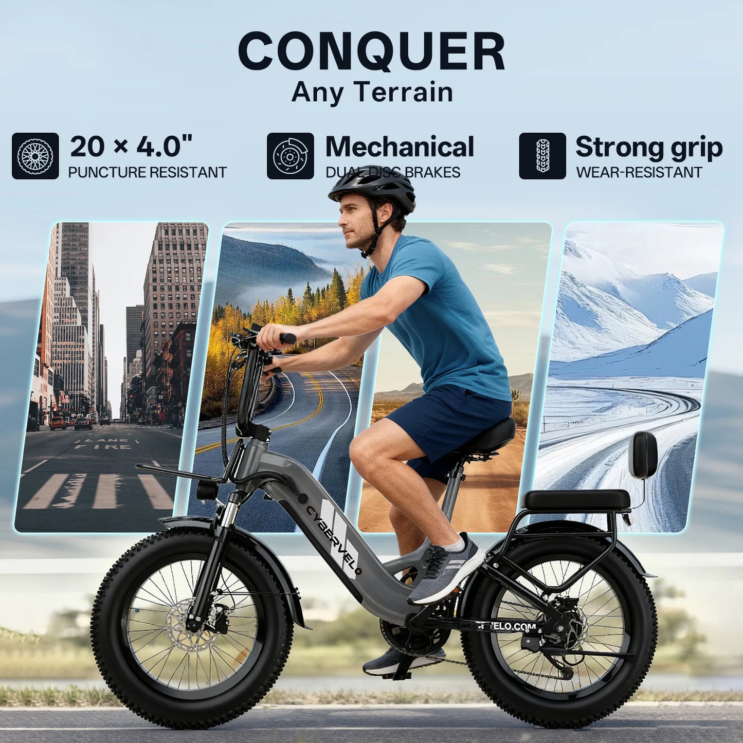CYBERVELO EK12 Step-Thru Electric Bike 48V 20Ah Battery