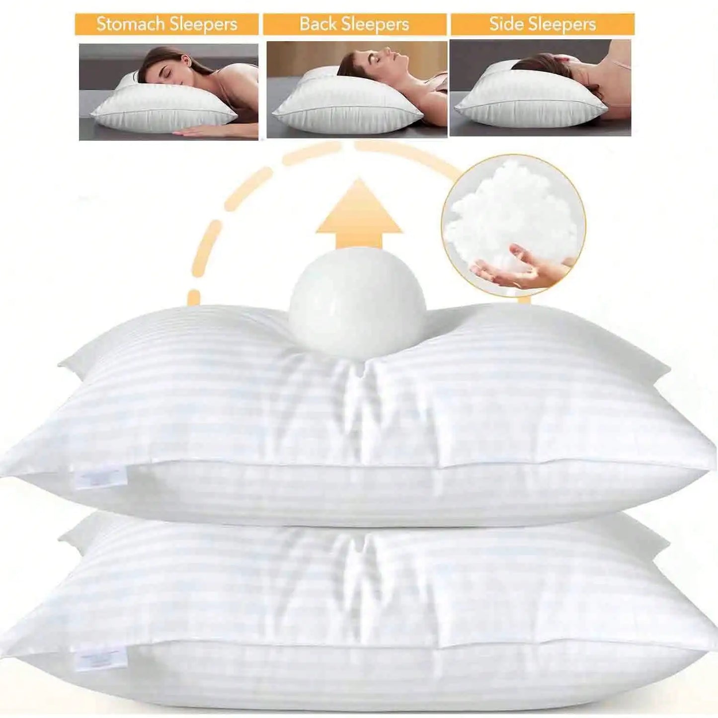 Deluxe Hotel Quality Pillows With Neck Support Hypoallergenic by S And B Enterprise