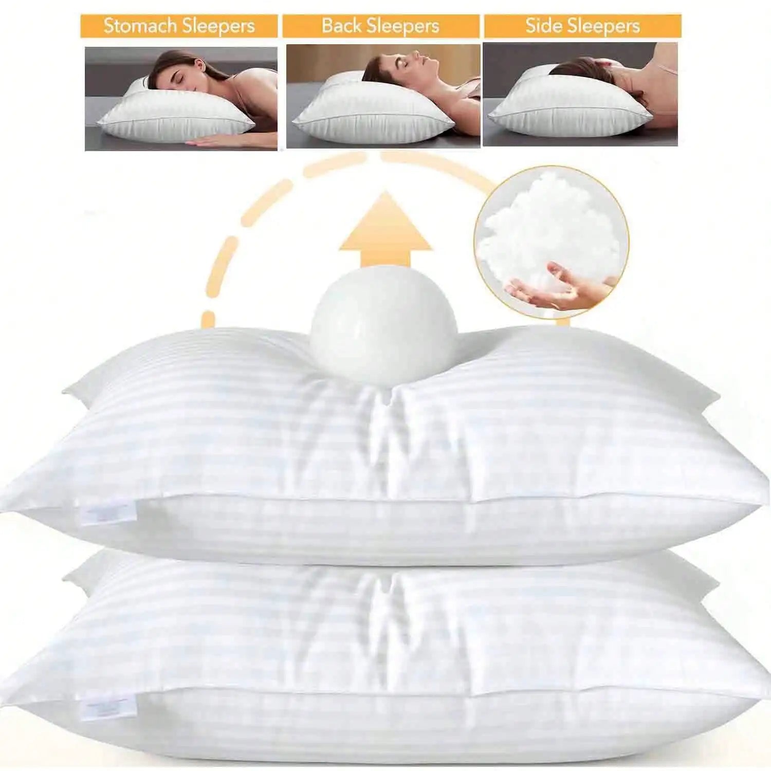 Deluxe Hotel Quality Pillows With Neck Support Hypoallergenic by S And B Enterprise
