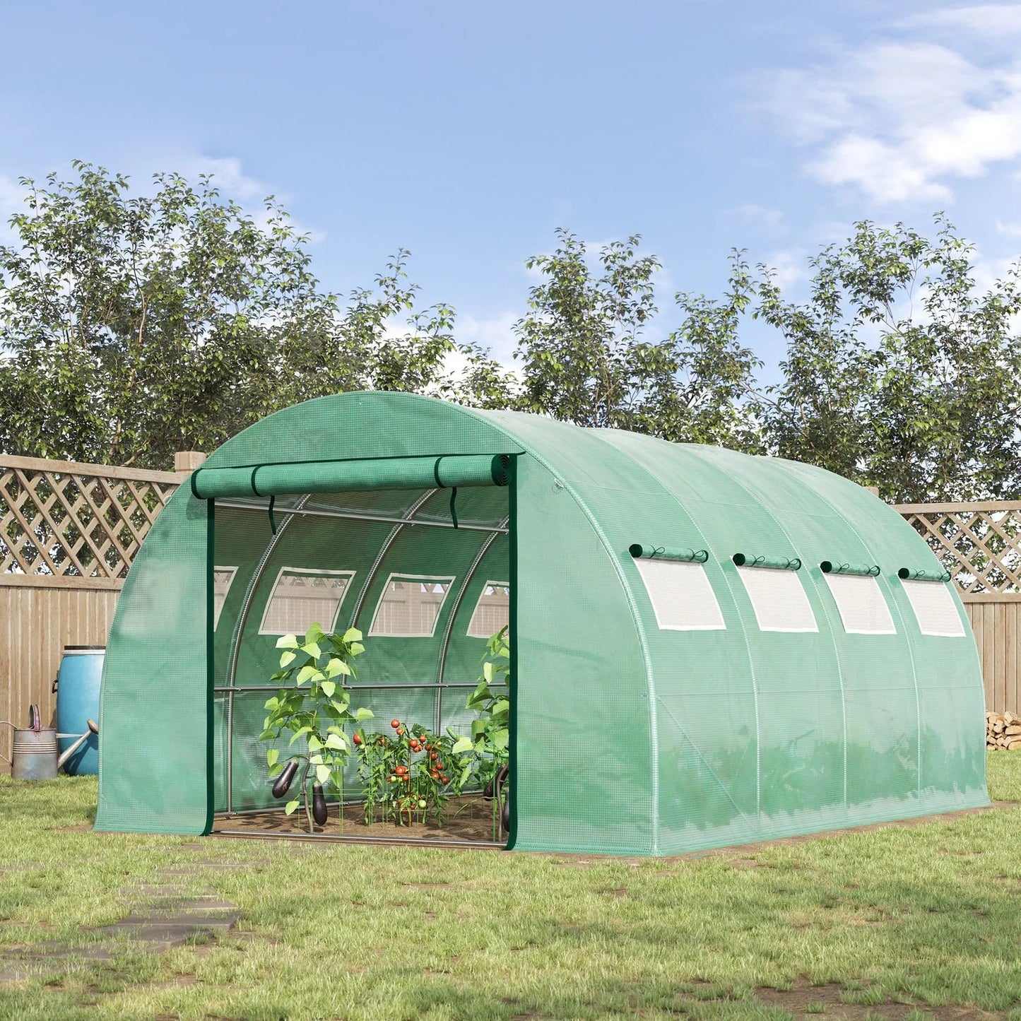 Tunnel Greenhouse With Mesh Doors Galvanized Steel Frame by S And B Enterprise