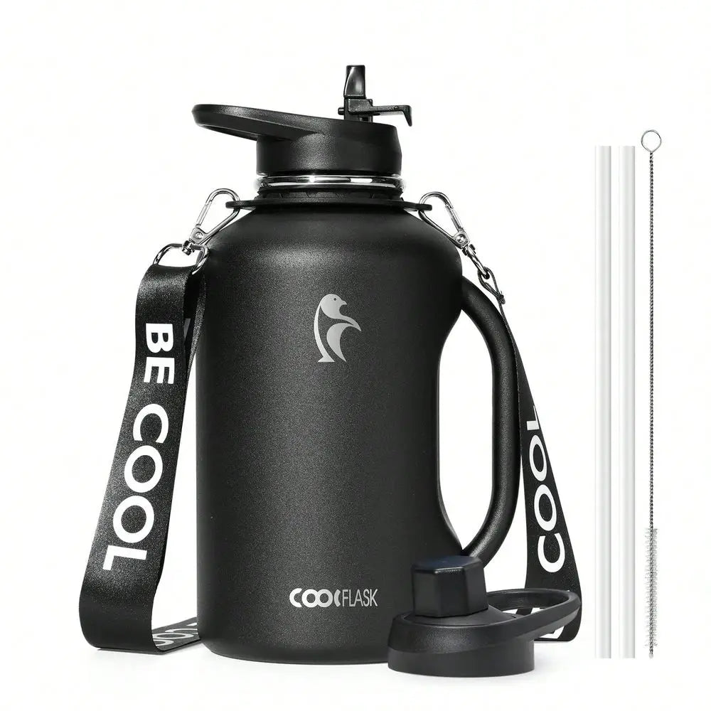 Insulated Stainless Steel Water Bottle With Handle And Strap by S And B Enterprise