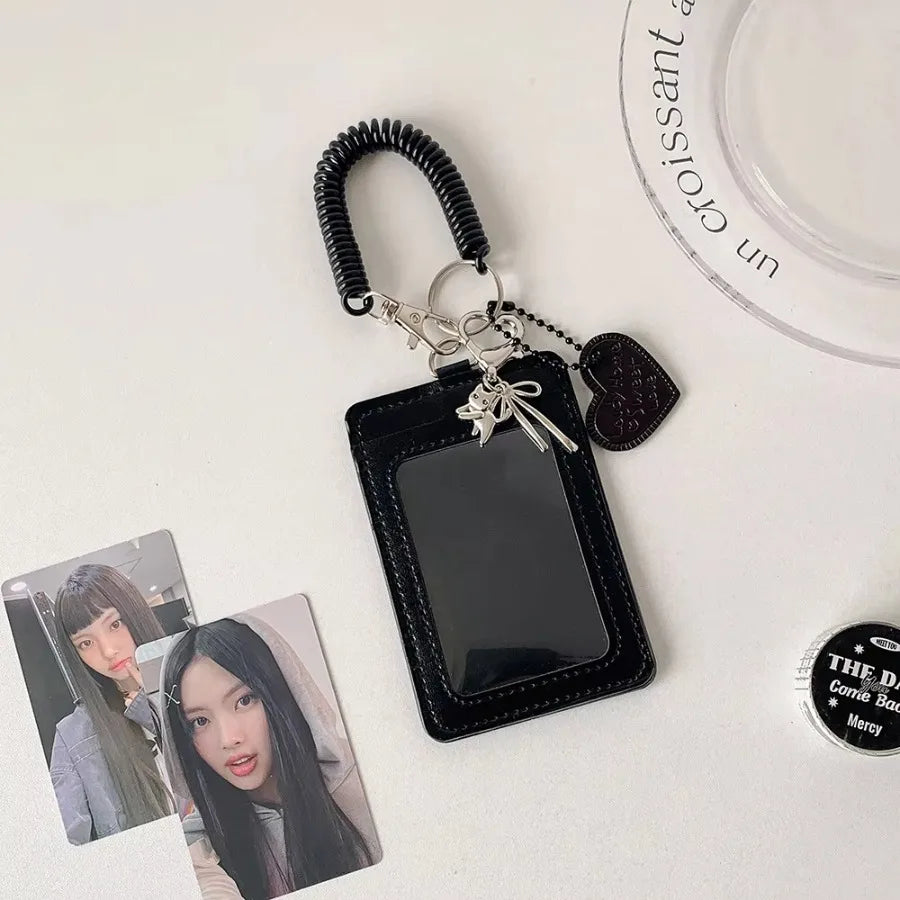 Y2k Black Photocard Holder Keychain Kpop Idol Photo Protector Sleeve Student Id Card Storage Case Student Stationery Supplies by S And B Enterprise