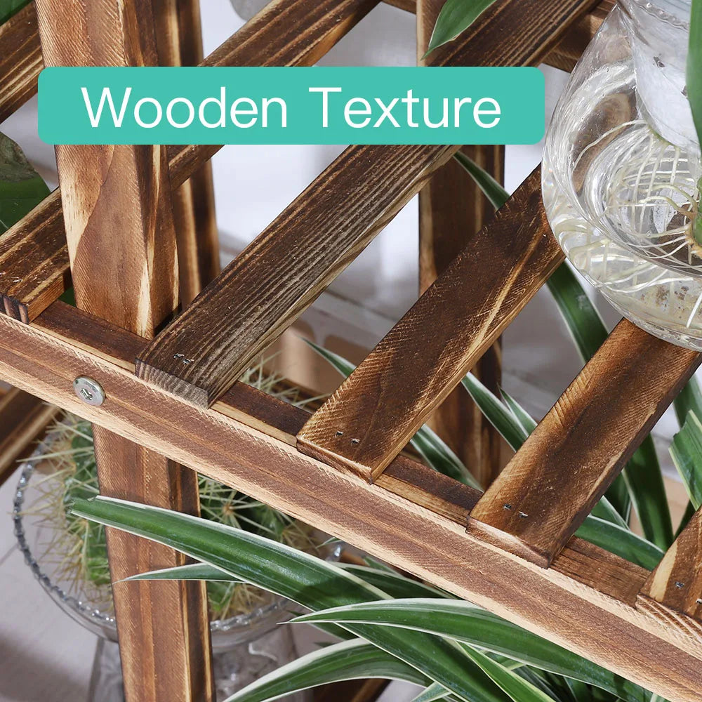 Multi-Layer Wood Plant Stand Rack Outdoor Indoor Rolling Flower Pot Holder with Wheels by S And B Enterprise