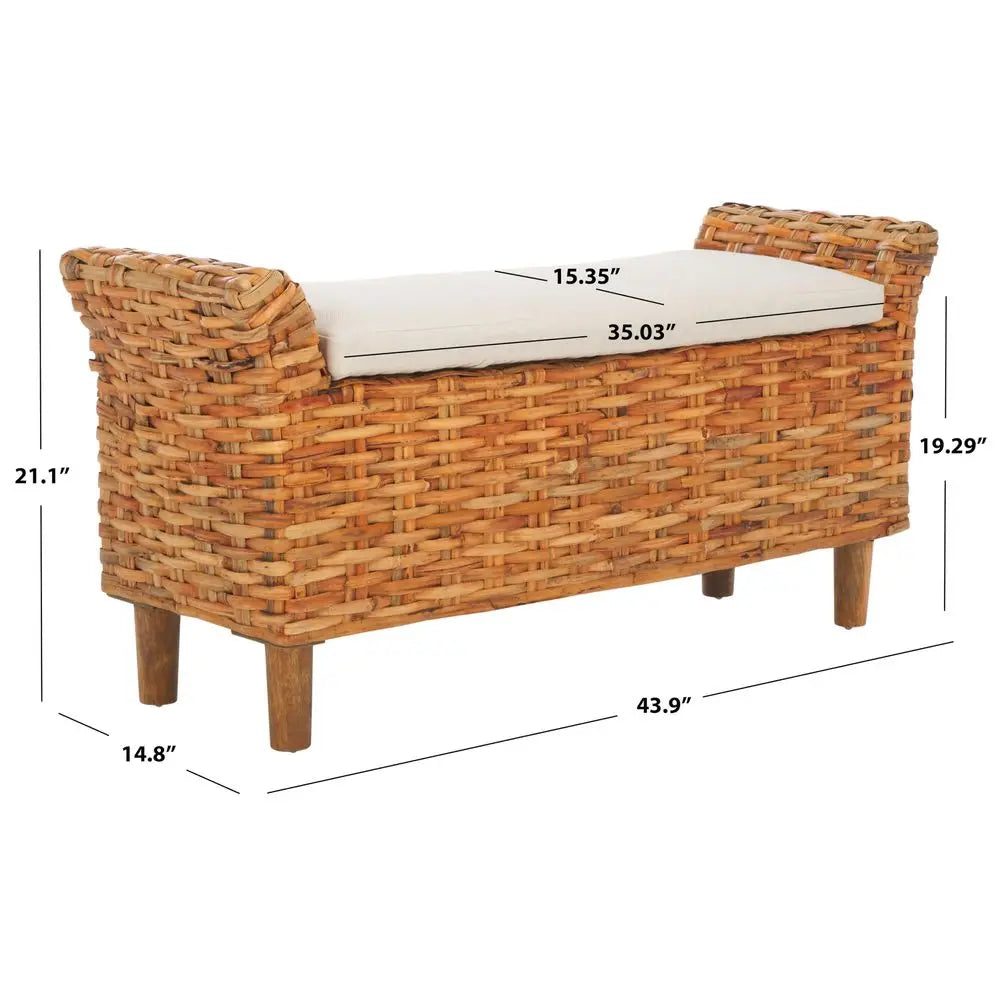 Home Collection Palermo Natural Woven Accent Bench by S And B Enterprise