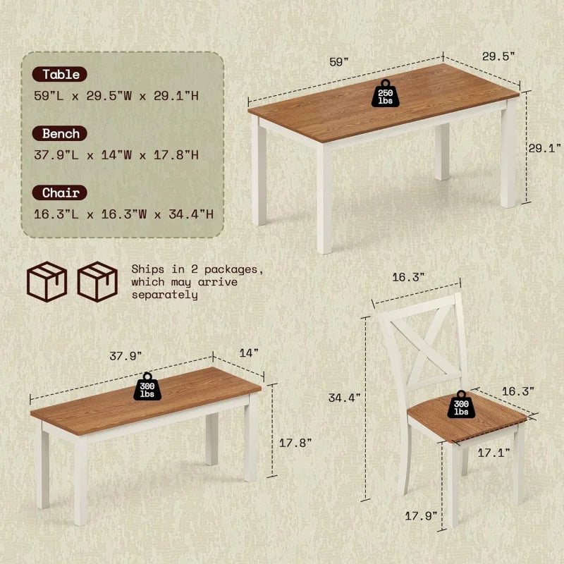 2026：6-Piece Farmhouse , 59 Wooden Table with 4 Chairs &, Kitchen & Dining Room Set 6, Space- by S And B Enterprise