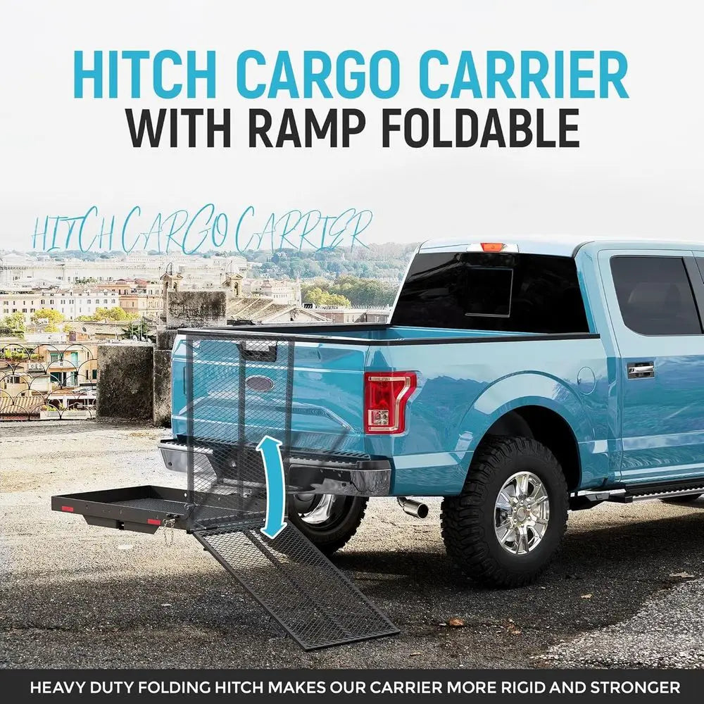 Foldable Trailer Hitch Cargo Carrier With Ramp 500 Lb Capacity by S And B Enterprise