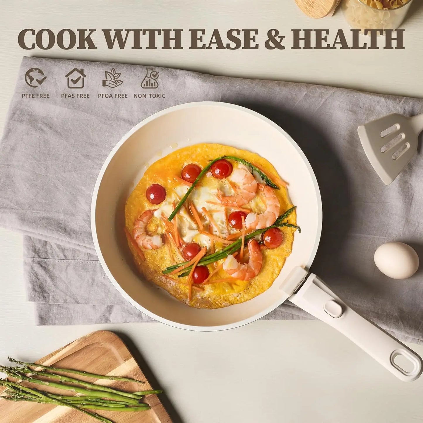 Ceramic 23-Piece Detachable-Handle Cookware Set Nonstick Induction Safe by S And B Enterprise