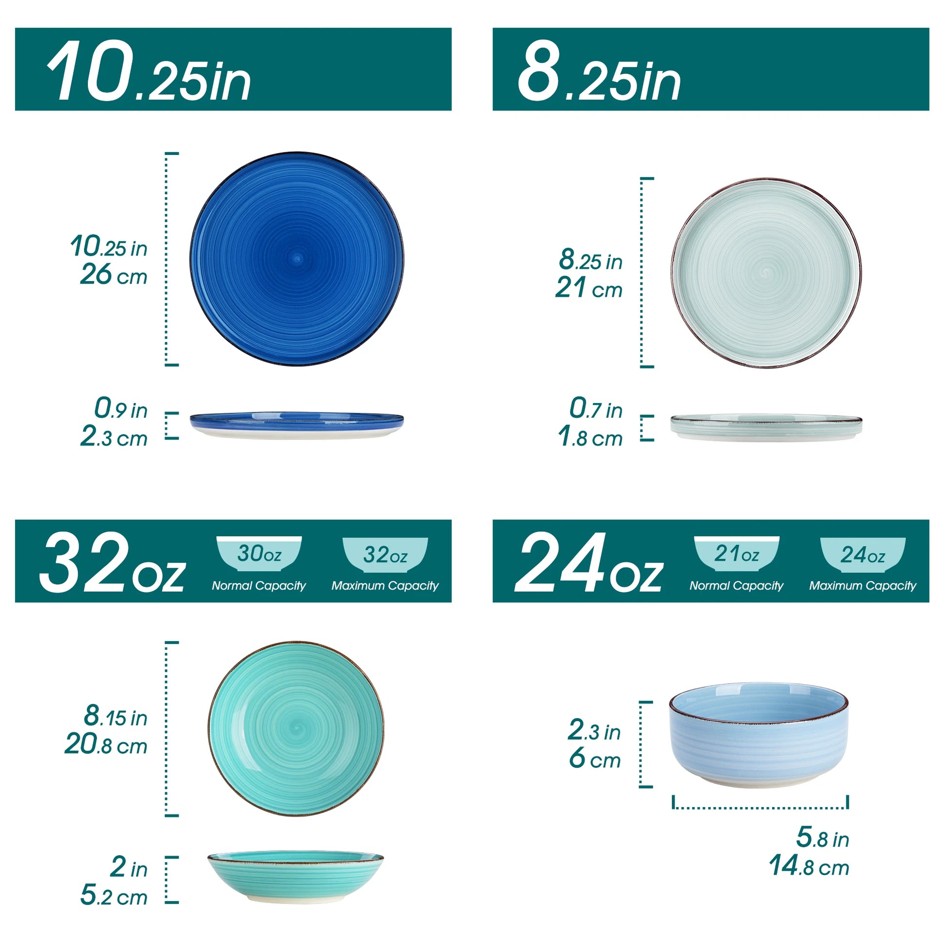 MALACASA Ceramic Dinnerware Set Handpainted Spiral Pattern by S And B Enterprise