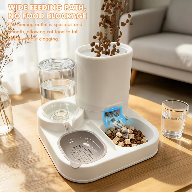2-In-1 Automatic Cat Feeder and Water Dispenser Detachable Food Bowls