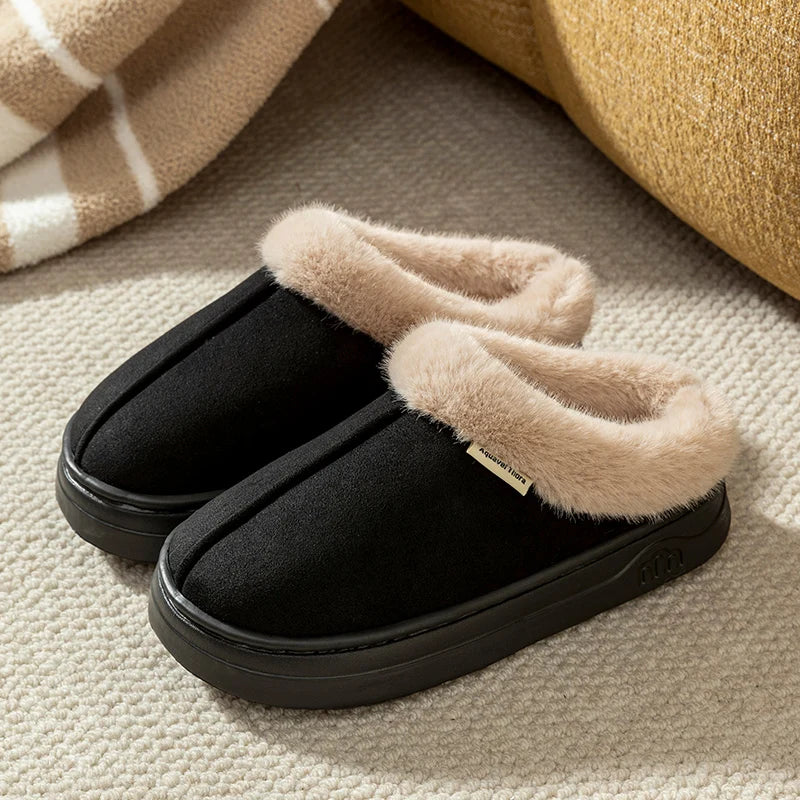 Winter Mens Fur Lined Slippers Non Slip Indoor Outdoor Shoes