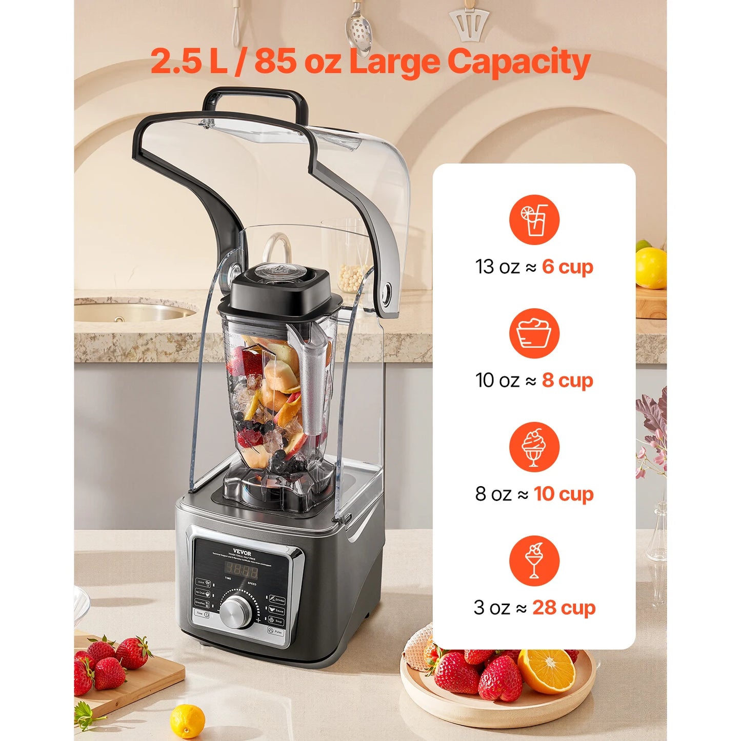 VEVOR 1400W Electric Blender For Smoothies And Food Processing